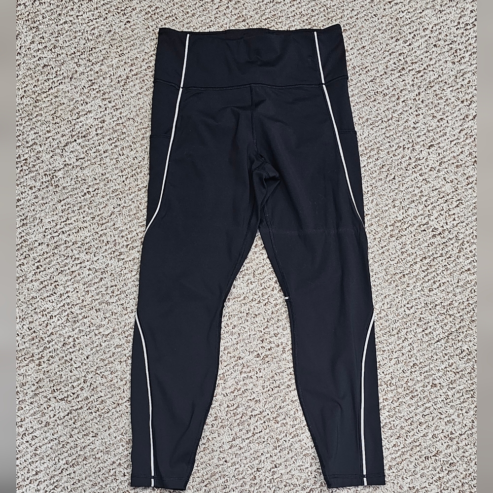 Athleta Black Leggings with reflective striping